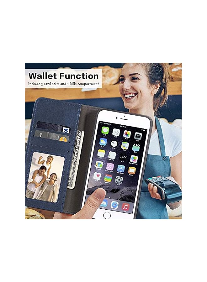 PROMASS for iPhone 14 Pro Max, Leather Wallet Case with Cash & Card Slots Soft TPU Back Cover Magnet Flip Case for iPhone 14 Pro Max (iPhone 14 Pro Max, Blue) - Image 2