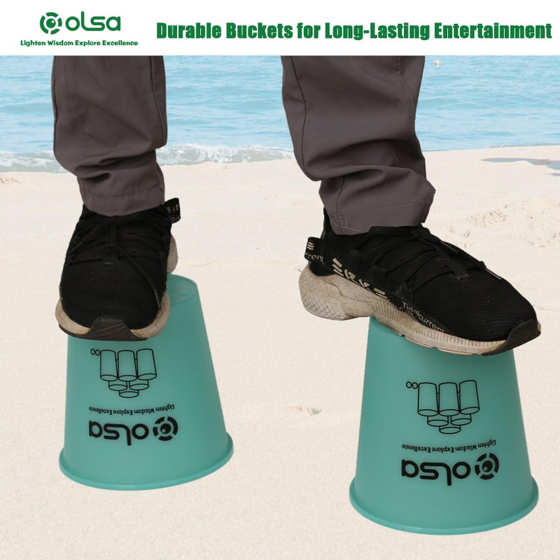 Olsa Giant Yard Pong Outdoor Games  Toss Games for Beach  Camping  Lawn and Backyard  Adults and Family (Green & Blue Glow in Dark) - Image 3
