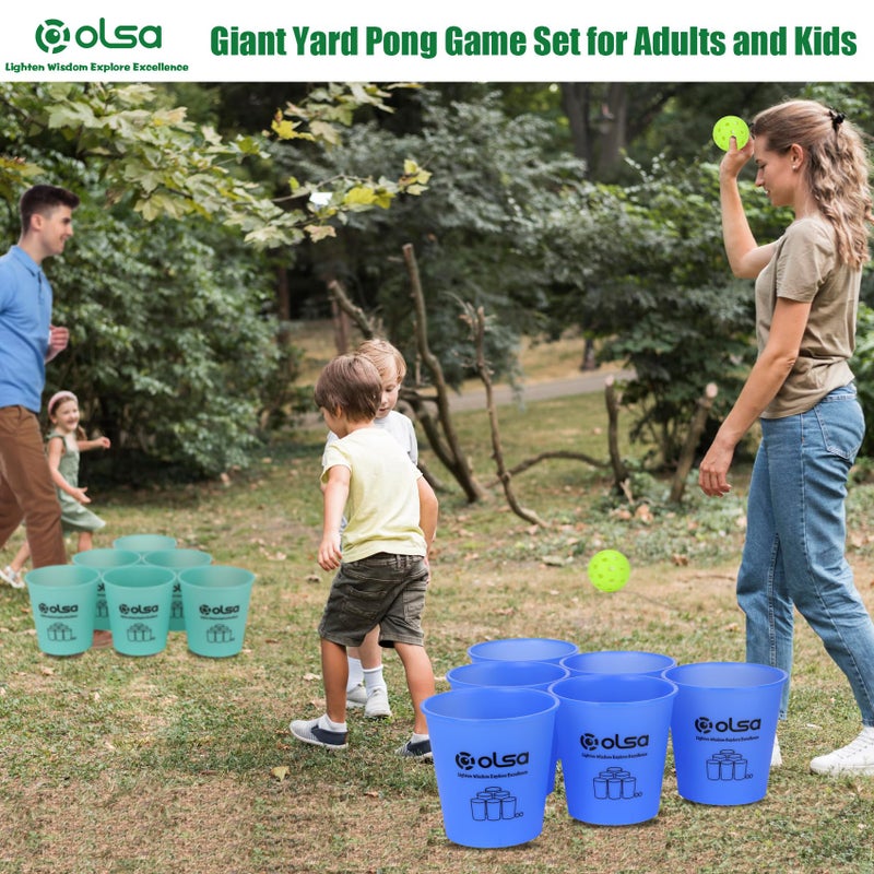 Olsa Giant Yard Pong Outdoor Games  Toss Games for Beach  Camping  Lawn and Backyard  Adults and Family (Green & Blue Glow in Dark) - Image 5