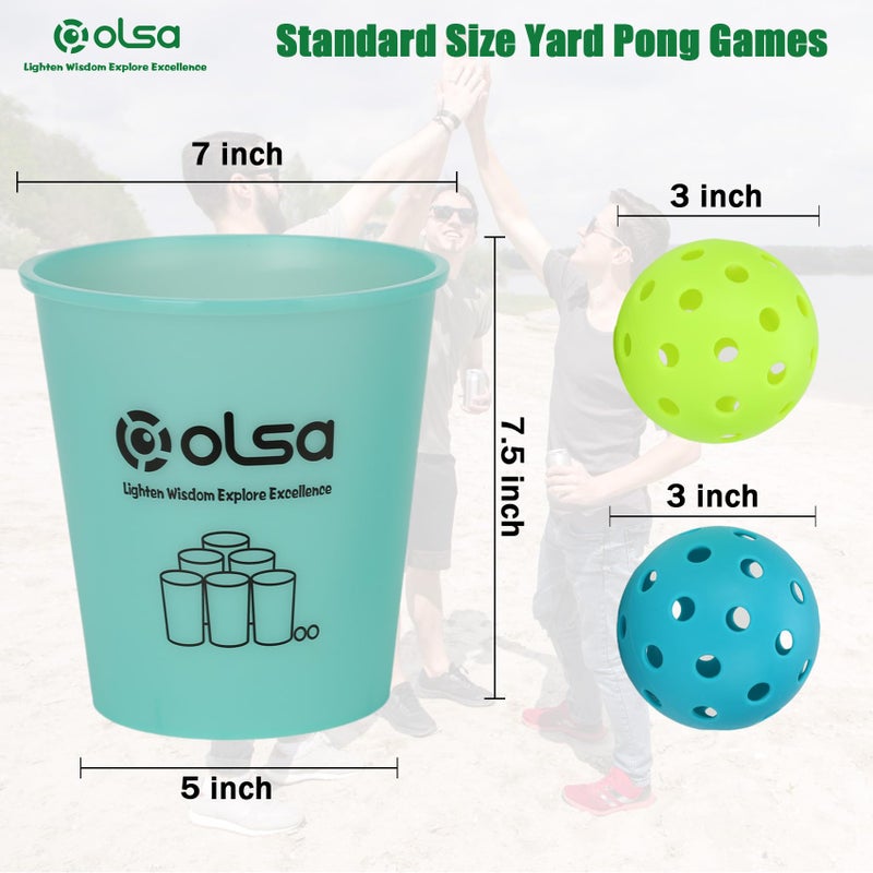 Olsa Giant Yard Pong Outdoor Games  Toss Games for Beach  Camping  Lawn and Backyard  Adults and Family (Green & Blue Glow in Dark) - Image 2
