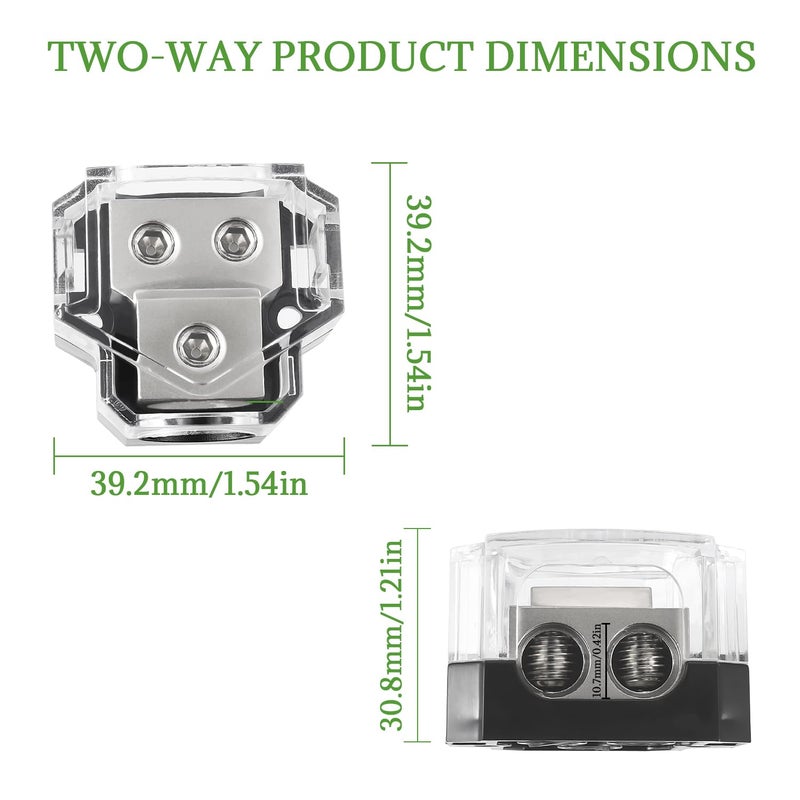 BOJACK 2 Way Power Distribution Connecting Block 1x0/2/4 Gauge Input 2x4/8 Gauge Output Power Distribution Block for Car Amplifier Audio Splitter - Image 2