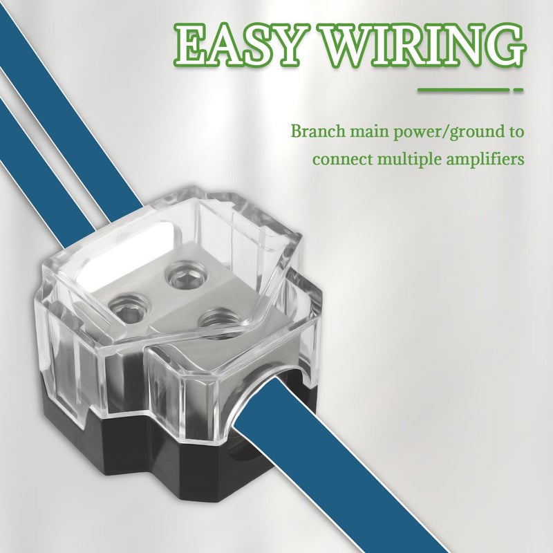 BOJACK 2 Way Power Distribution Connecting Block 1x0/2/4 Gauge Input 2x4/8 Gauge Output Power Distribution Block for Car Amplifier Audio Splitter - Image 5