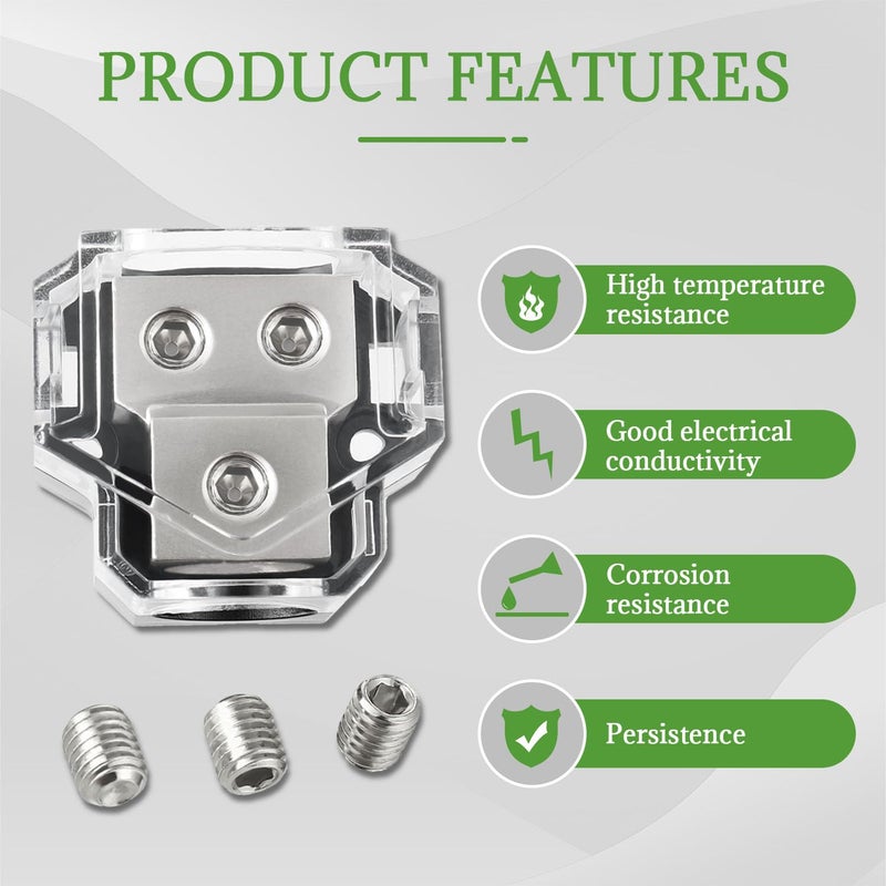 BOJACK 2 Way Power Distribution Connecting Block 1x0/2/4 Gauge Input 2x4/8 Gauge Output Power Distribution Block for Car Amplifier Audio Splitter - Image 4