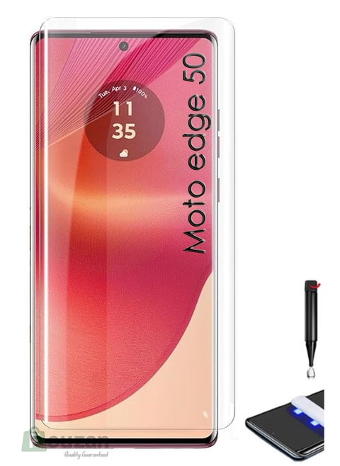 Moto Edge 50 - UV Liquid Glue Full Curved Coverage Tempered Glass Screen Protector