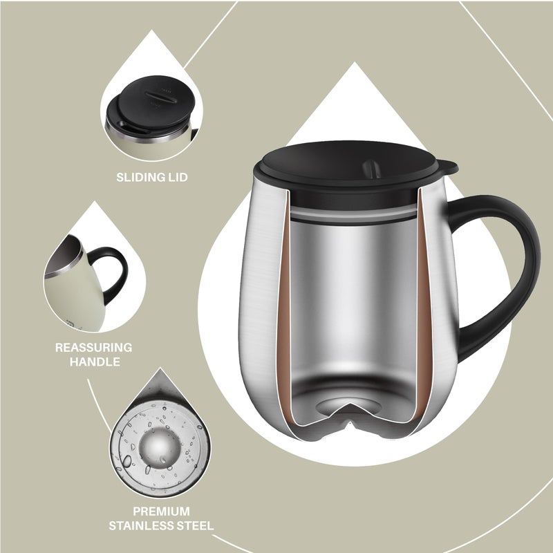 Ideus 16 oz (470 ml) Insulated Coffee Mug with Handle and Lid, Double Wall Stainless Steel Vacuum Thermal Coffee Mug, Travel Coffee Cup Thermal Cup for Home and Office (Celadon) - Image 3