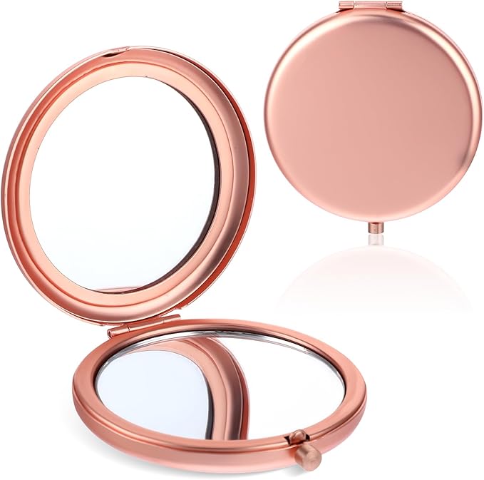 YUXIANLB YUXIANLB Compact Mirror for Purse Folded DoubleSided 2X Magnifying Travel Compact Mirrors Portable Small Travel Makeup Mirror for Purse Pocket and Bag Gift for Women Mom Round Silver