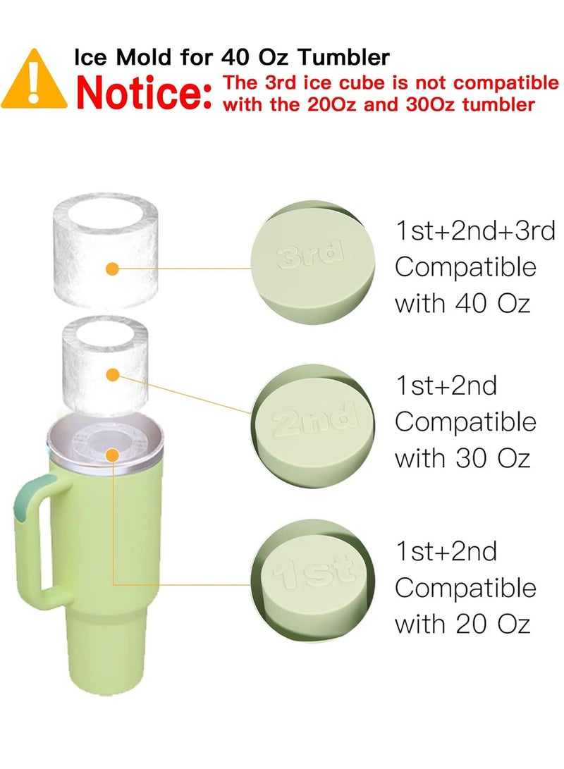 LEOKOR Ice Cube Tray for Stanley 40oz Tumbler, 3 Pcs Silicone Hollow Cylinder Ice Mold with Sealing Lid Reusable Ice Maker, Suitable for Ice Drink and Juice - Image 4