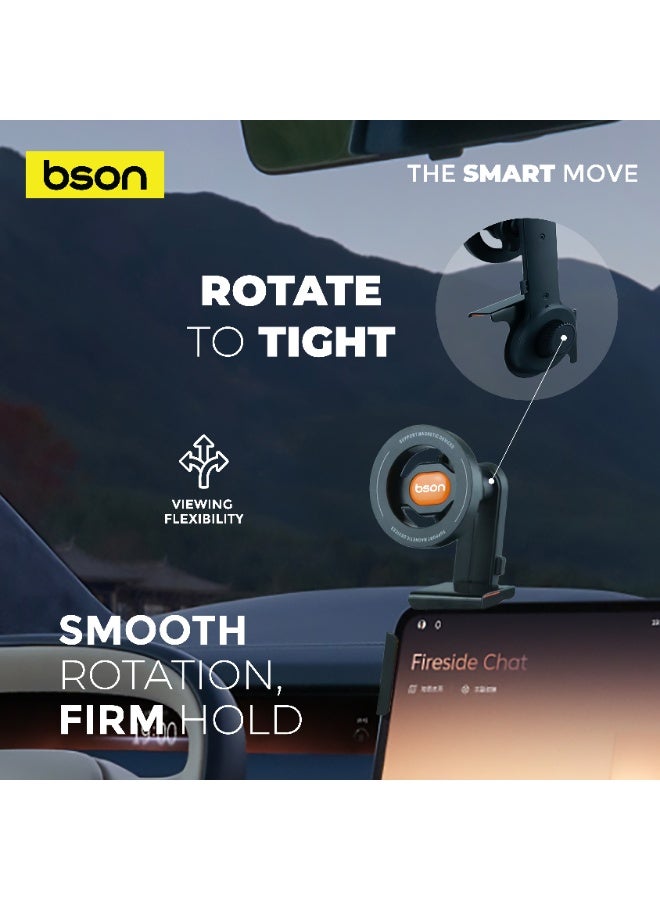BSON Magnetic Car Phone Holder, Mag-Safe Air Vent Mount with 360° Rotation, Adjustable Hook Clip, Strong Magnetic Grip, Universal Phone Mount, Secure Hands Free Driving Stand - Image 5