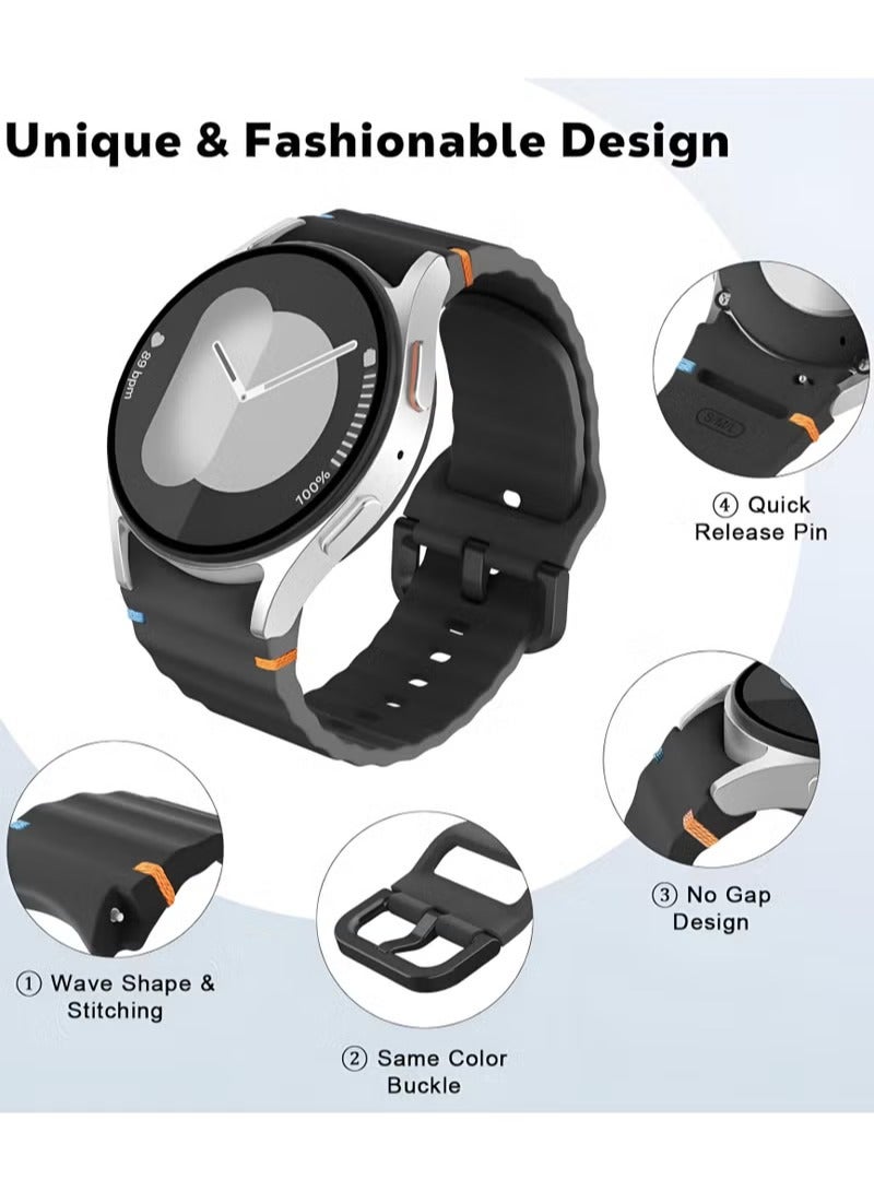 keloray 4 Pack Silicone Watch Bands Compatible with Galaxy Watch 7 6 5 4 FE and Classic Models 20mm Soft Sport Strap for Men and Women Black Grey Blue Red - Image 4