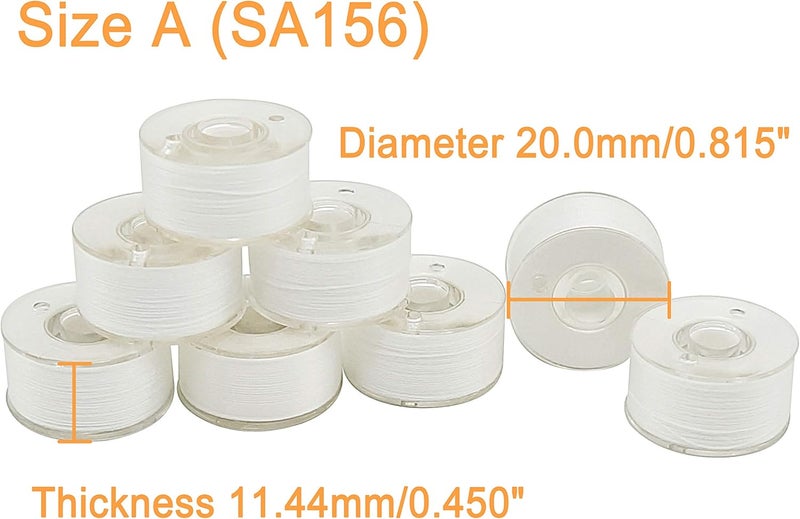 New brothread 144pcs White 60S/2(90WT) Prewound Bobbin Thread Plastic Size A SA156 for Embroidery and Sewing Machine Cottonized Soft Feel Polyester Thread - Image 3