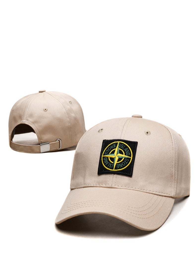 Stone Island Beige Dad Hat: Compass Logo Patch  Adjustable Strap