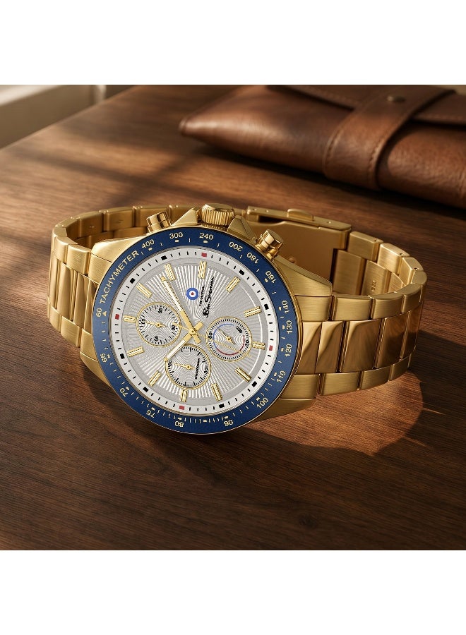 Ben Sherman Winchester Silver Dial Gold Stainless Steel Bracelet Chronograph Watch for Men, 43.2mm - Image 4