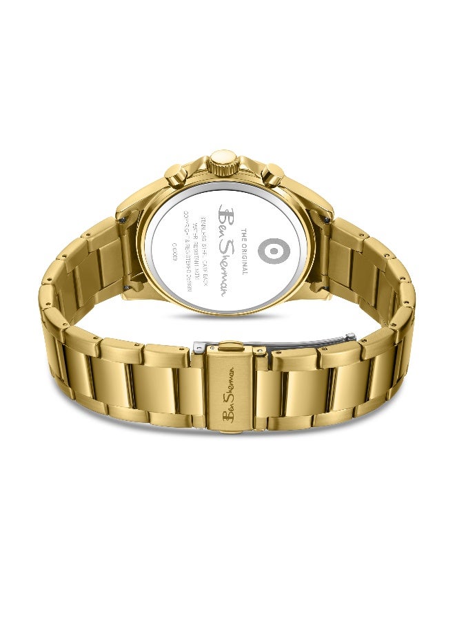 Ben Sherman Winchester Silver Dial Gold Stainless Steel Bracelet Chronograph Watch for Men, 43.2mm - Image 3