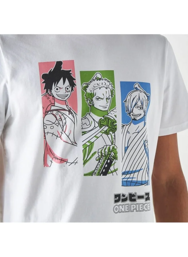 SP Characters One Piece Print Crew Neck T-shirt with Short Sleeves