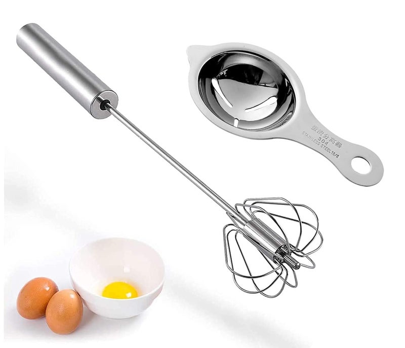 KPNG Stainless Steel Egg Yolk White Separator, Manual Egg Beater Egg White Yolk Separator Set Portable Kitchen Whisk Multifunction Divide Mixer Tool for Milk Drink - Image 1
