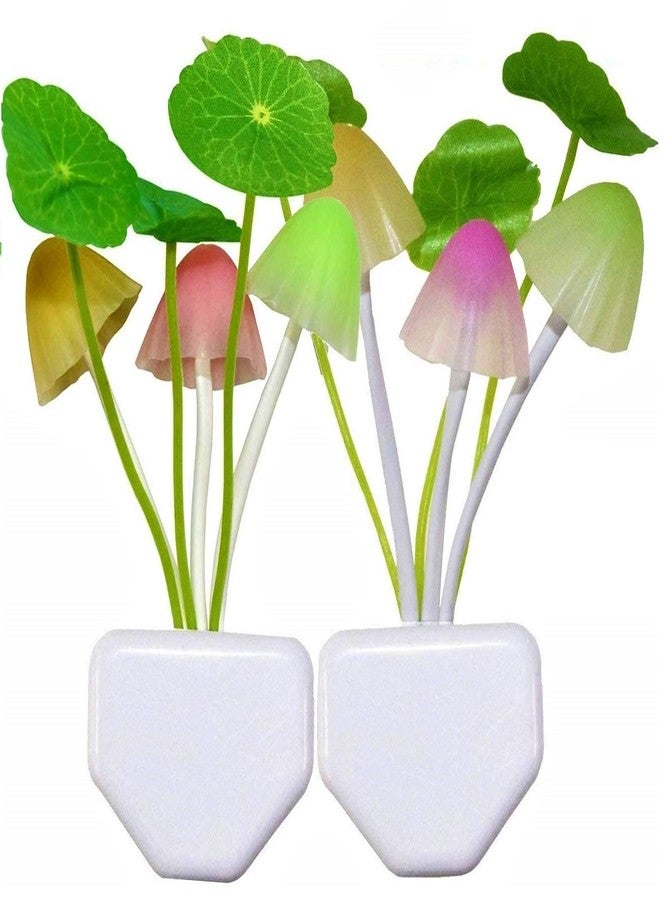 PORMONO Magic 3D LED Night Lamp with Plug Smart Sensor auto On/Off and Color Change Mushroom Flowers Beautiful Illumination Home Decoration Lights for Bedroom Corridor (Multicolour) (Set of 2) - Image 1