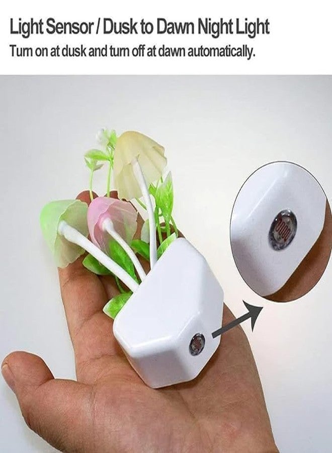 PORMONO Magic 3D LED Night Lamp with Plug Smart Sensor auto On/Off and Color Change Mushroom Flowers Beautiful Illumination Home Decoration Lights for Bedroom Corridor (Multicolour) (Set of 2) - Image 3