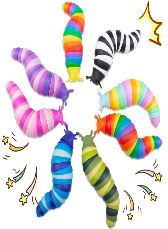 Cevioce 8 PCS Fidget Toys Slug for Adults Anxiety Sensory Toys for Party Favors Toddler Fidget Toys Age 3-4 ADHD Autism Toys for Anxiety Stress Christmas Stocking Stuffers Gifts for Boys Girls - Image 1