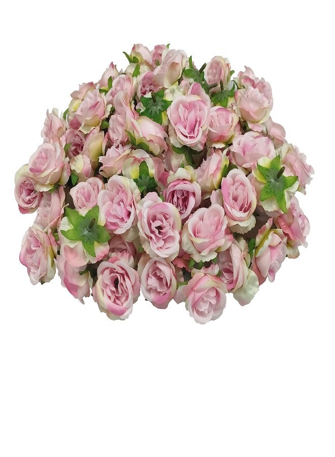 ATFL 2.2''Artificial Satin Rose Flower Heads,80Pcs Silk Rose Heads Bulk,Pink Rose Artificial Flowers Bulk,Artificial Stemless Rose Flower Heads for DIY Crafts Bouquet (80, Pink) - Image 1