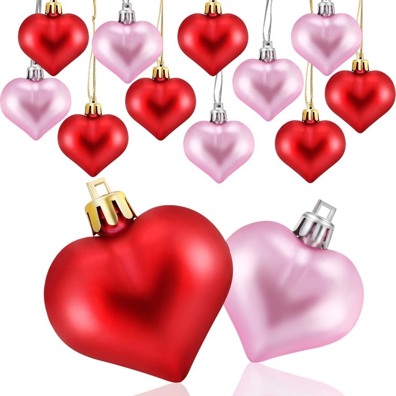 Frienda Frienda 24 Pcs Heart Shaped Acrylic Ornaments Red Pink 177 x 196 Inch Special Occasions