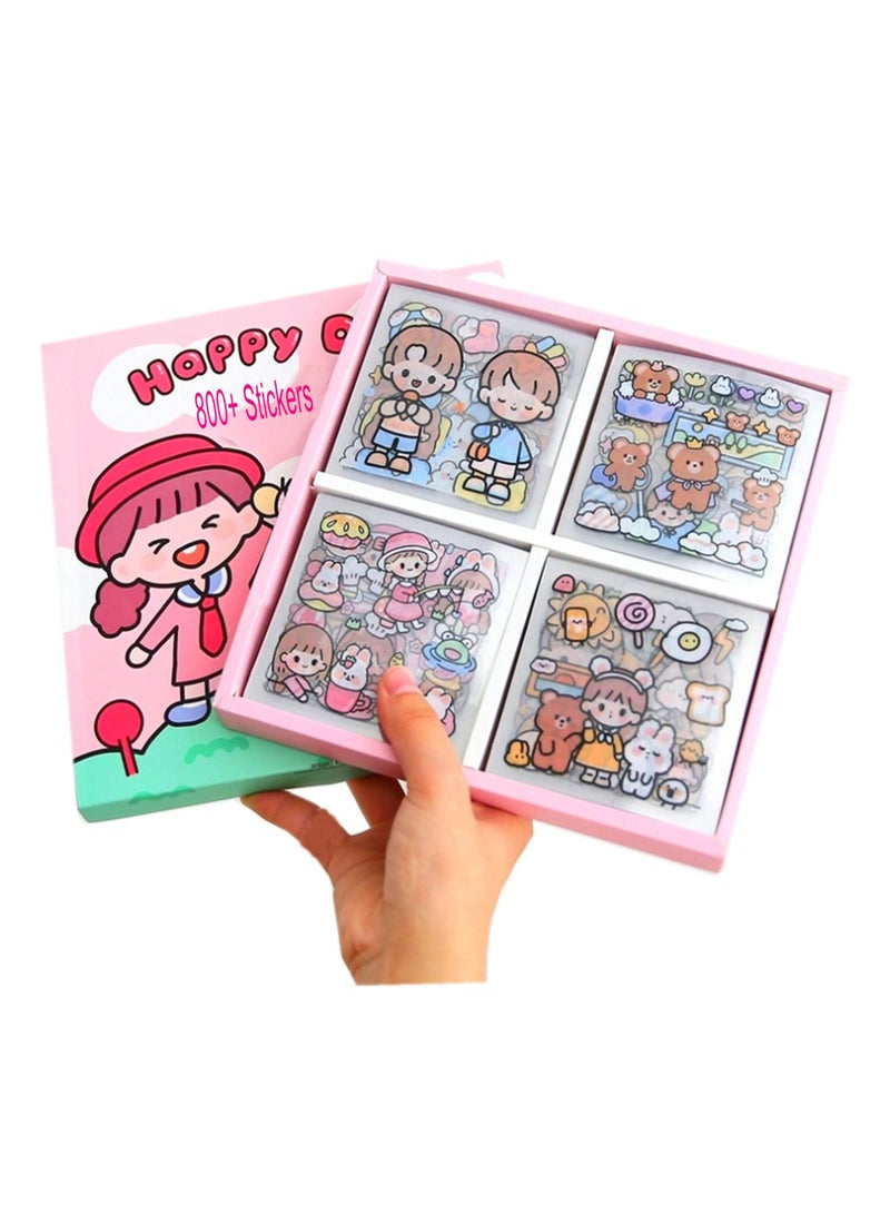 SOLARAE Stickers Set, 800Pcs/100 Sheets Cute Colorful Vinyl Adhesive Decorative Stickers for Scrapbook, Laptop, Phone, Journal, Water Bottle Sticker for Teens Girls Kids, Gift Package - Image 1