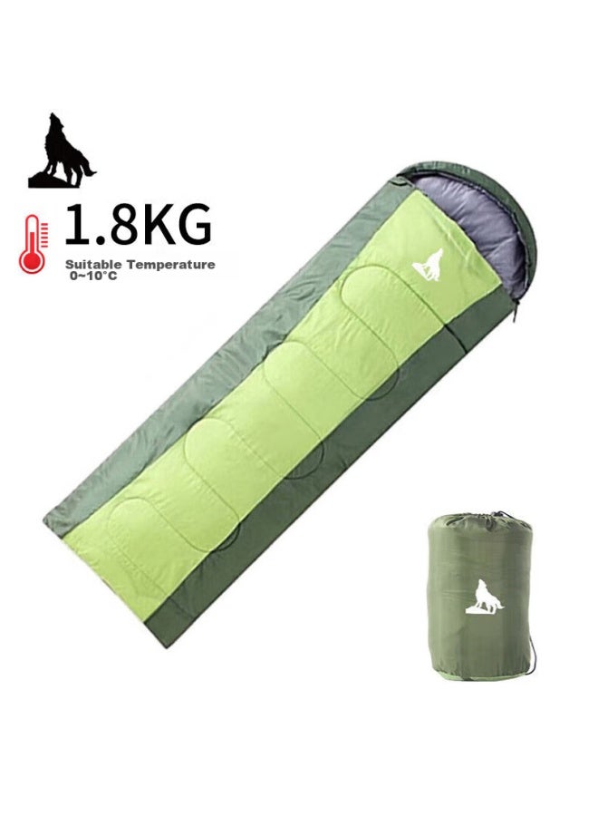 Beijilang Sleeping Bag For Adults, Outdoor Travel, Winter And All Seasons, Warm Camping, Single Person, Dirt-proof Cotton Sleeping Bag, 1.8kg, Army Green - Image 1