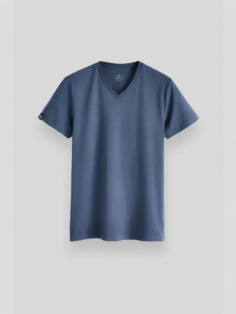 TOMMYLIFE TOMMY Men's V-Neck Short Sleeve T-Shirt