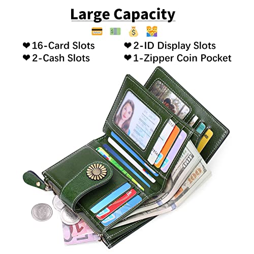 SENDEFN Small Womens Wallet Leather Bifold Card Holder RFID Blocking with Zipper Coin Pocket - Image 2