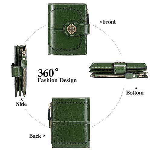 SENDEFN Small Womens Wallet Leather Bifold Card Holder RFID Blocking with Zipper Coin Pocket - Image 4