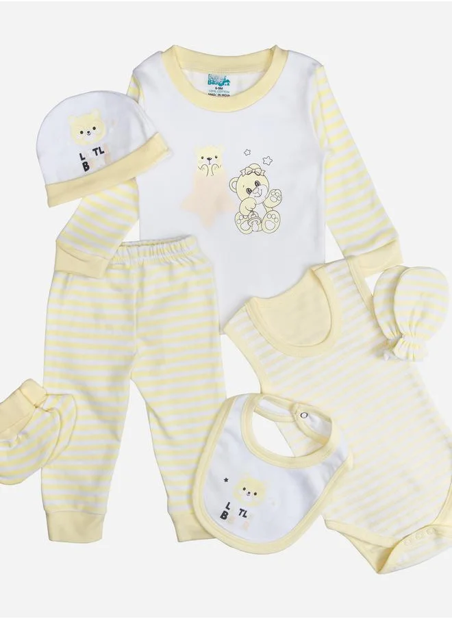 Babies Basic Pack of 7 - Cotton Bodysuit, Top, Pants, Bib, Socks, Mitten and Cap