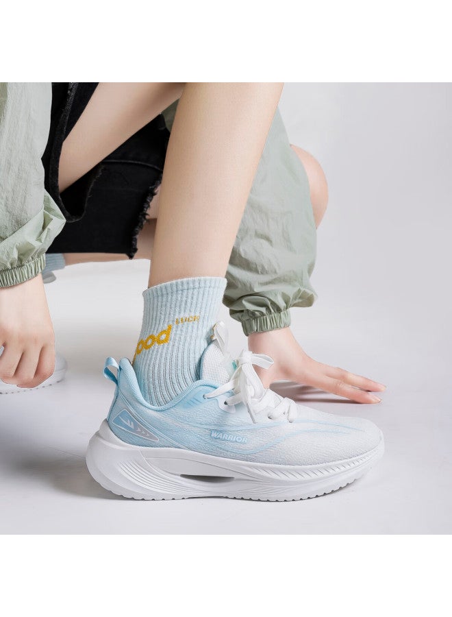 Pull Back Huili Official Women's Casual Sports Running Shoes, Summer Breathable Mesh Shoes For Women Wxy4812 White Blue 35 - Image 2