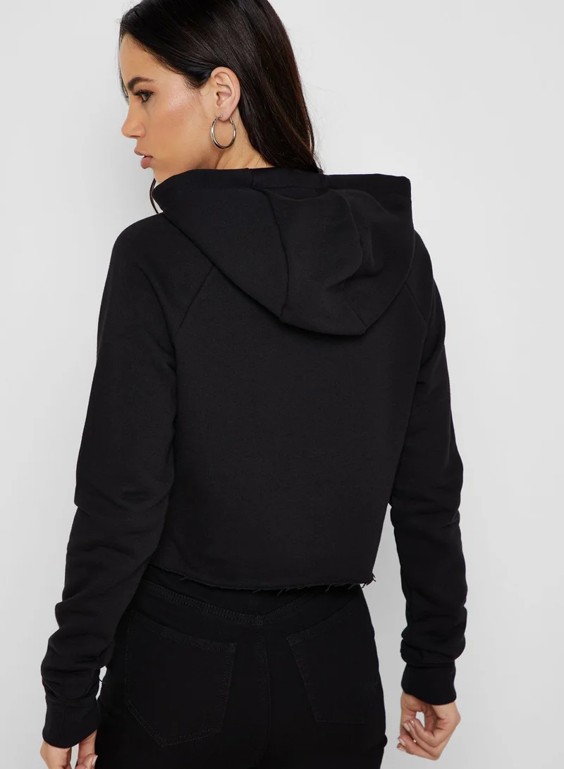 FOREVER 21 Cut-Out Cropped Hoodie