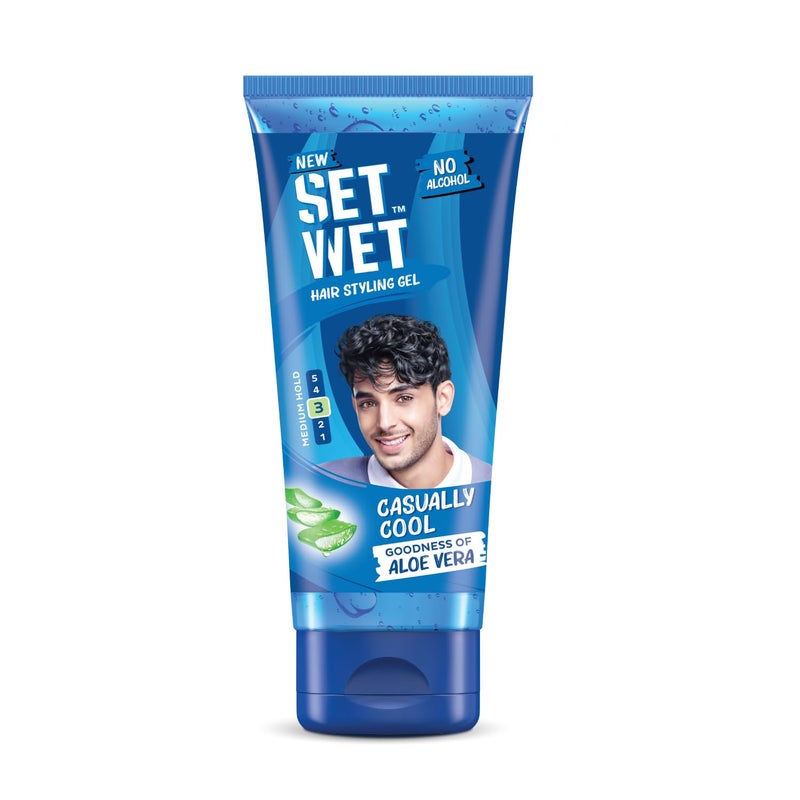 SET WET جل تصفيف الشعر للرجال من ست ويت كاجوال كول 50 جرام تثبيت متوسط لمسة لامعة عالية للشعر المتوسط إلى الطويل خالي من الكحول خالي من الكبريتات - Image 1