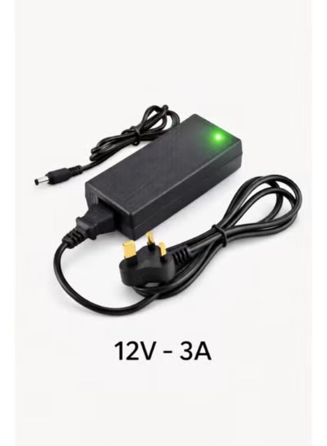 FeleX 12V 3A Power Adapter with UK Plug – Professional AC/DC Adapter for CCTV, Networking Devices & LED Lighting - Image 1