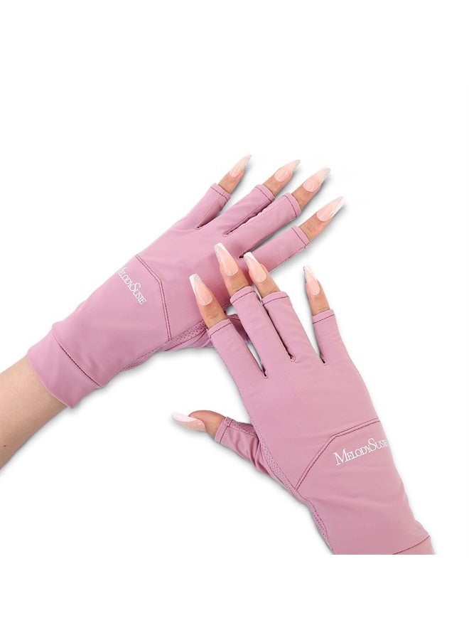 MelodySusie Premium UV Gloves for Nails,Professional UPF99+ UV Protection Gloves for Manicures, Ultra Cool Feeling Fabric, Nail Art Skin Care Fingerless Anti UV Glove Protect Hands from UV Harm - Image 1