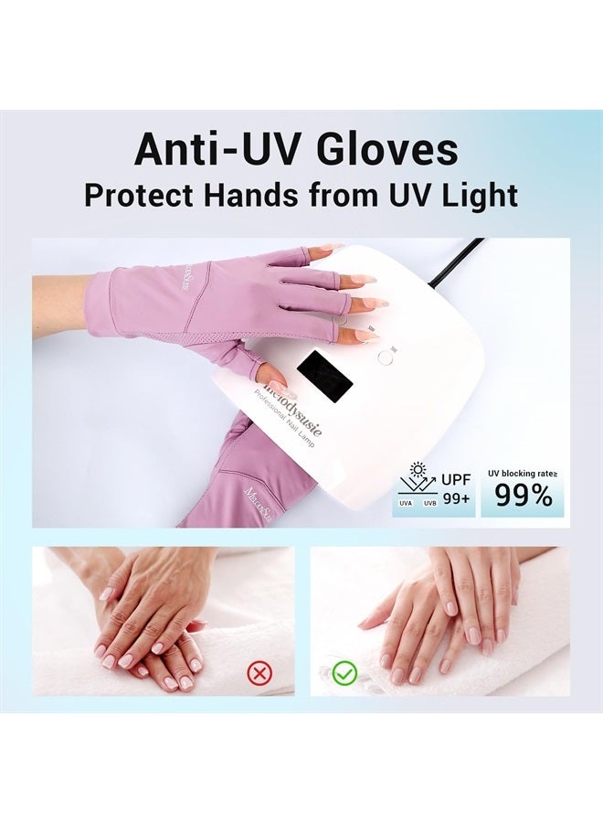 MelodySusie Premium UV Gloves for Nails,Professional UPF99+ UV Protection Gloves for Manicures, Ultra Cool Feeling Fabric, Nail Art Skin Care Fingerless Anti UV Glove Protect Hands from UV Harm - Image 3