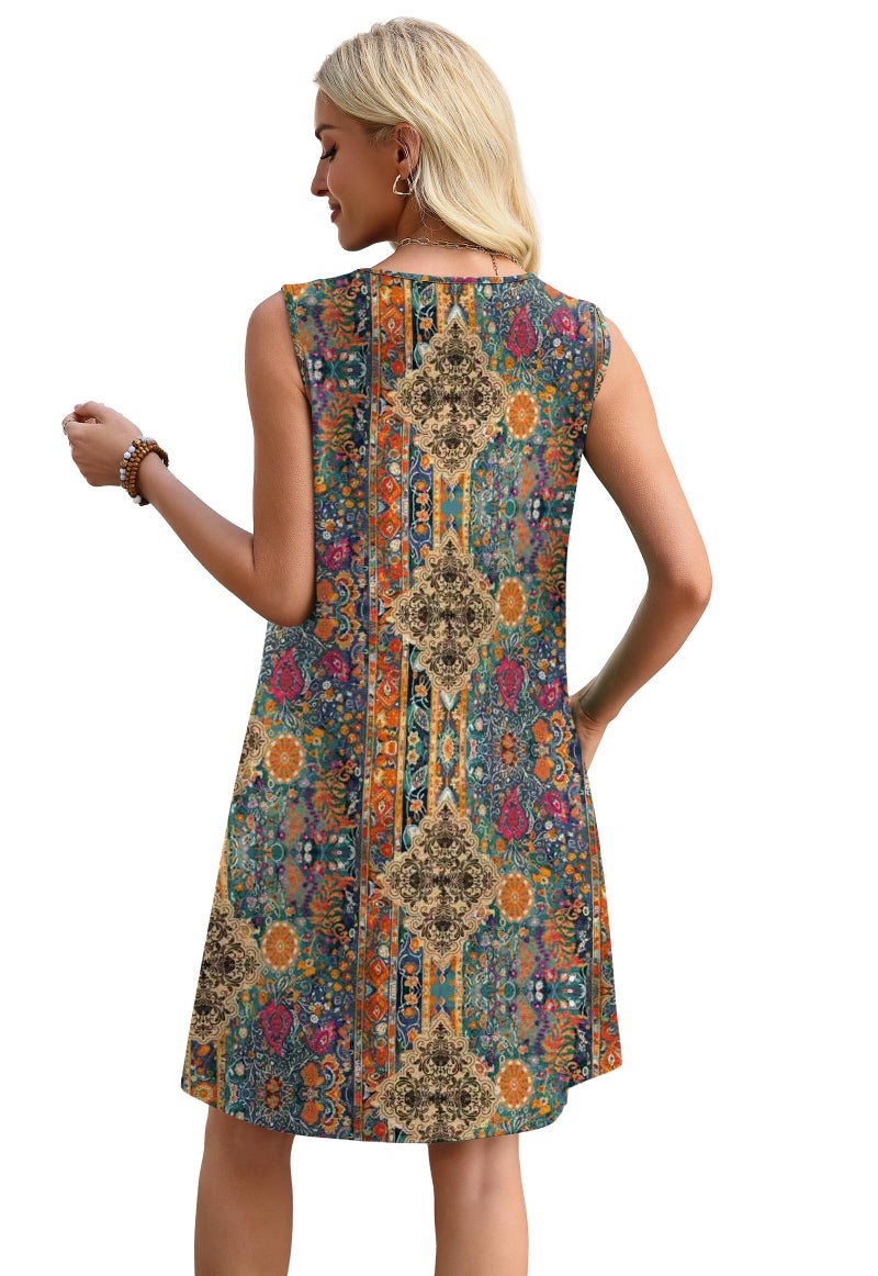 Sipaya Western Dresses for Women 2026 Summer Vestidos Casuales para Mujer Boho Chic Sping Dress V Neck Sundresses Cowgirl Outfits Country Concert Orange Printed S - Image 5