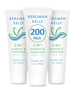 Bergman Kelly - Travel Size 2 in 1 Shampoo & Conditioner - 1 fl oz, 200 PK, White Tea - Delight Your Guests w/Revitalizing & Refreshing Shampoo Amenities, Quality Small Size Hotel Toiletries in Bulk - pzsku/Z77B9B195EDCA83FAD4B1Z/45/_/1739329280/82c18b7d-354d-40d2-9a9b-904004b67688