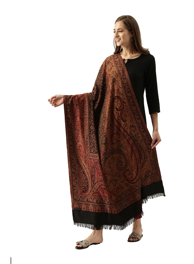 Pashmoda Women's Kashmiri Mughal Shawl | Evening Wraps | Jacquard Wrap Scarf Pashmina Gifts, Black, Size: 40 X 80 Inches - Image 1