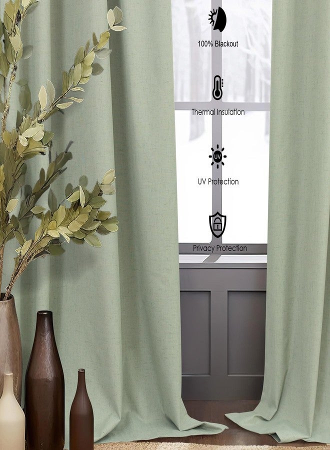 DANCURTON Sage Green Blackout Window Curtains for Bedroom 84 Inch Length 2 Panels Set Back Tab Boho Thermal Insulated Dark Black Out Drapery Room Darkening Curtain Drapes for Living Room 52x84 Long Light Sage - Image 3