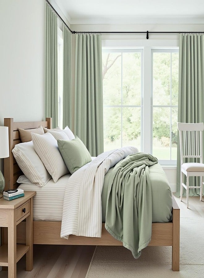 DANCURTON Sage Green Blackout Window Curtains for Bedroom 84 Inch Length 2 Panels Set Back Tab Boho Thermal Insulated Dark Black Out Drapery Room Darkening Curtain Drapes for Living Room 52x84 Long Light Sage - Image 5