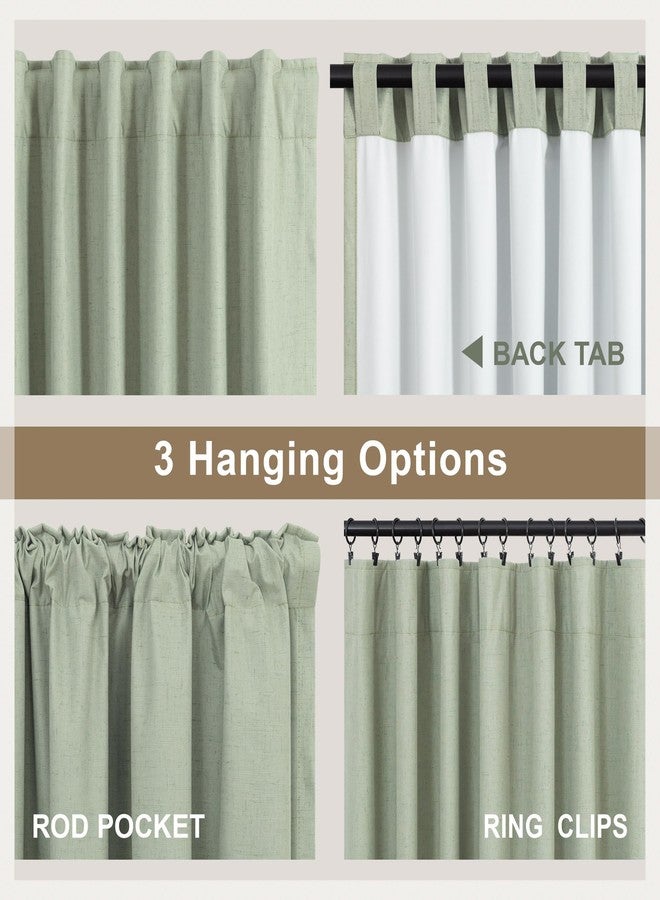 DANCURTON Sage Green Blackout Window Curtains for Bedroom 84 Inch Length 2 Panels Set Back Tab Boho Thermal Insulated Dark Black Out Drapery Room Darkening Curtain Drapes for Living Room 52x84 Long Light Sage - Image 4