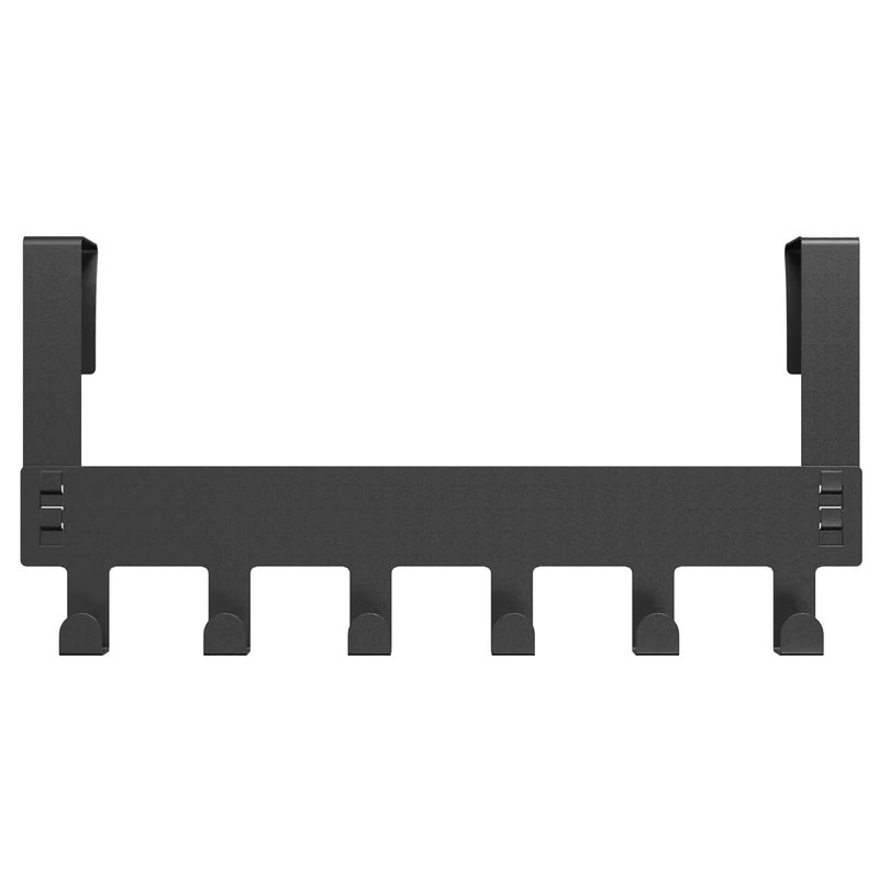Appucoco Over The Door Hook Hanger Hanging Organizer Rack Steel Door Hook Hanger Wall Hook Rack 6 Hooks Black - Image 5