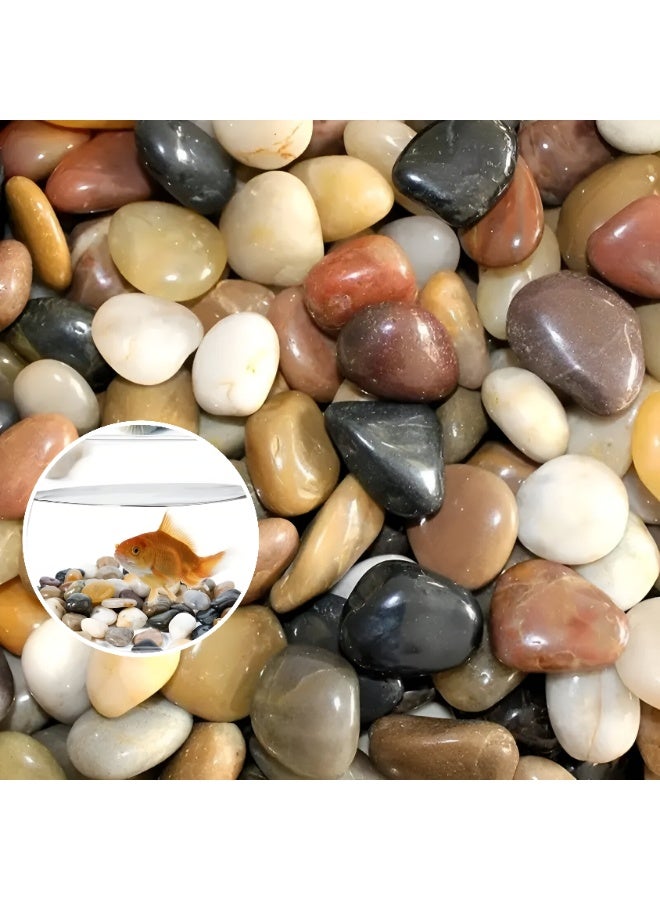 ARABIQO Mix Natural Decorative River Rock Stones 2.5 LB, Polished Garden Beach Pebbles for Vase Filler 2.5cm, Home Decor, Terrariums, DIY Crafts & Landscaping Projects - Image 1
