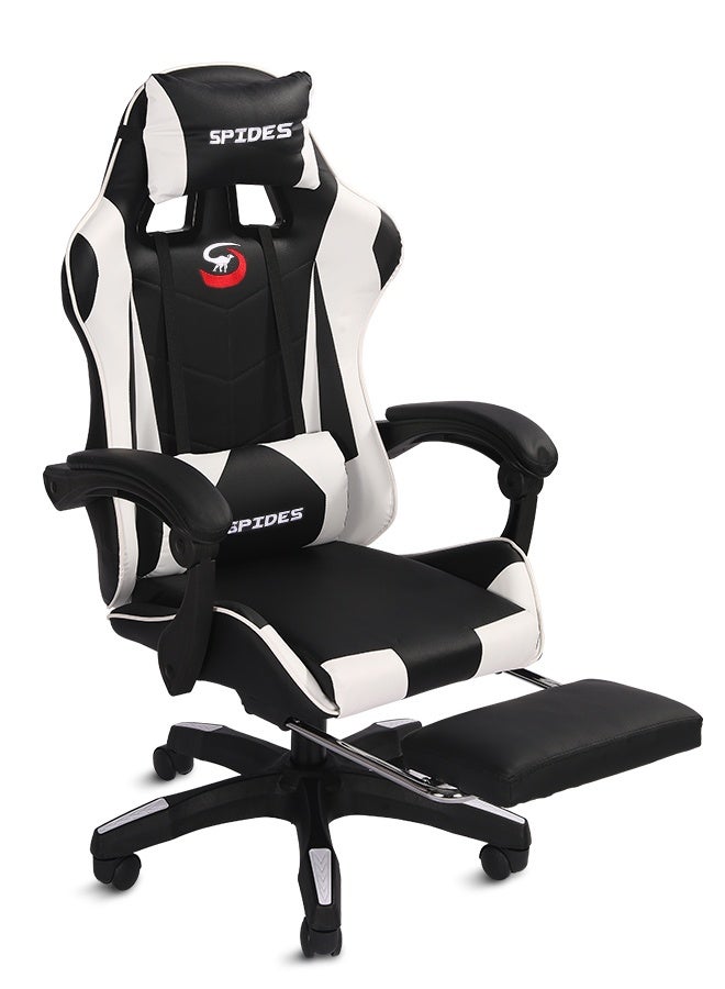 Spides Ergonomic Gaming Chair with Footrest Computer Gaming Chair Height Adjustable Video Game Chairs Ergonomic High Back Gaming Chairs with Neck Pillow and Headrest 360° Rotation with Neck and Lumbar Support for Office Home  - Image 1