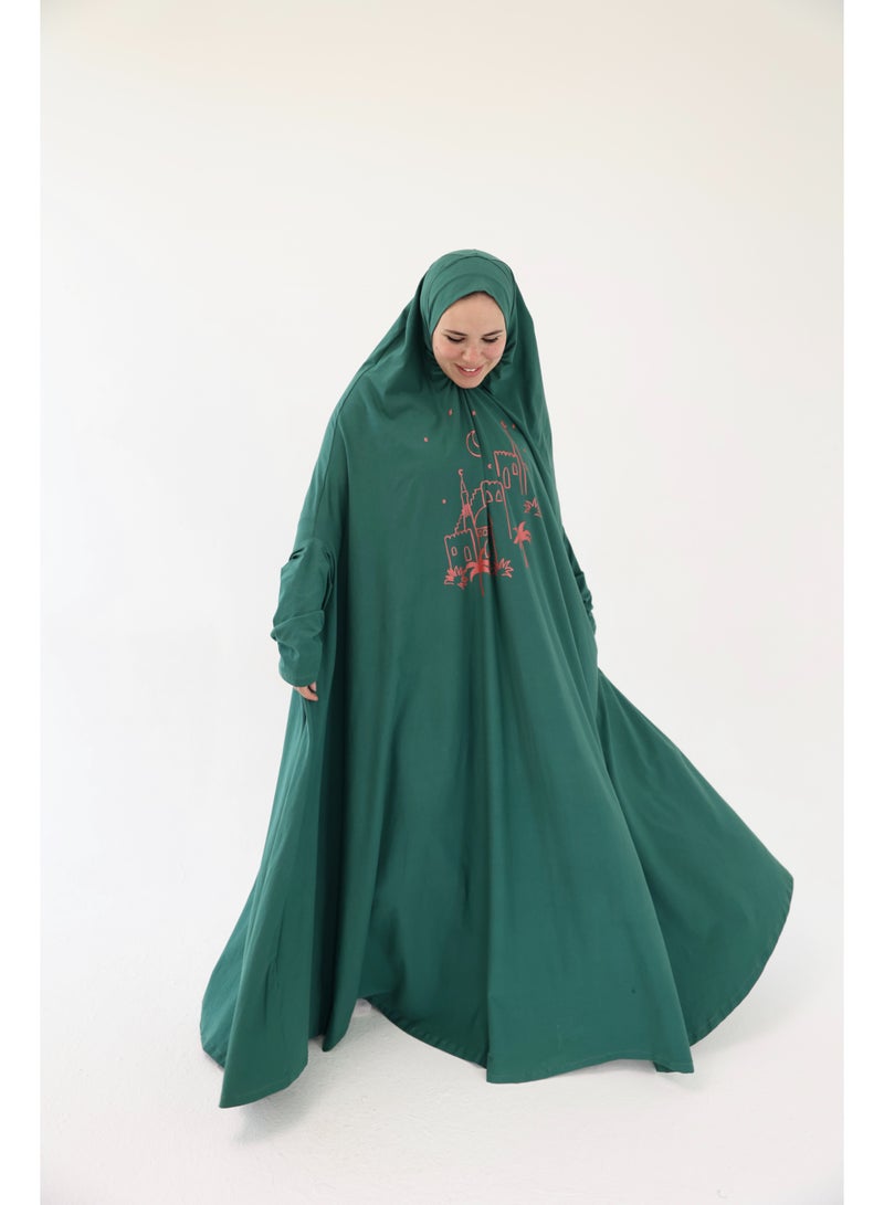La Festiva Minaret Full-Length Cotton Lycra Prayer Isdal Dark Green - Image 4