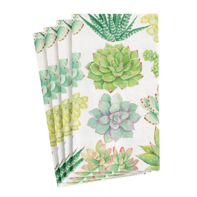 Caspari Succulents Paper Guest Towel Napkins - 30 Count - Image 1