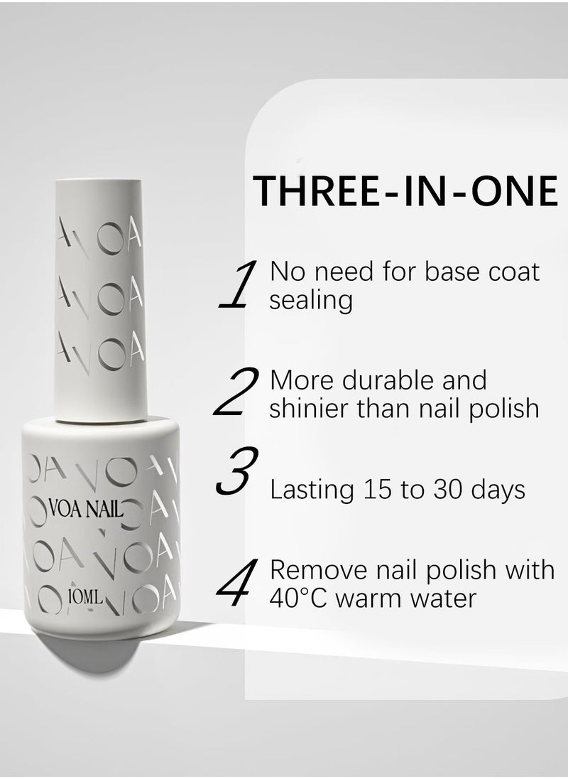 VOA - 3 in 1 One Step Gel Polish Soak Off UV LED without Base and Top Coat Long Lasting Safe Fast Cure Nail Art Manicure for Starter Salon DIY at Home 10ml - Image 1