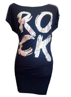 Women Sequin Rock short lycra dress half sleeves