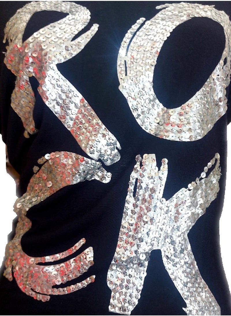 Generic - Women Sequin Rock short lycra dress half sleeves - Image 1